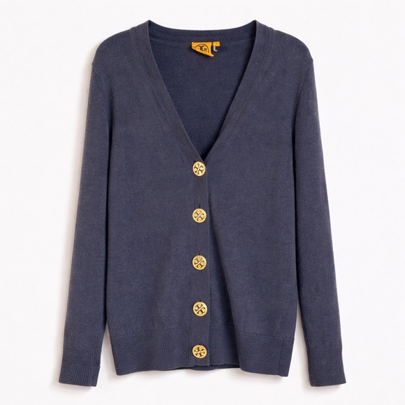Tory Burch Sweaters - Tory Burch Merino Wool Cardigan Sweater – Size M – Gold Logo Buttons